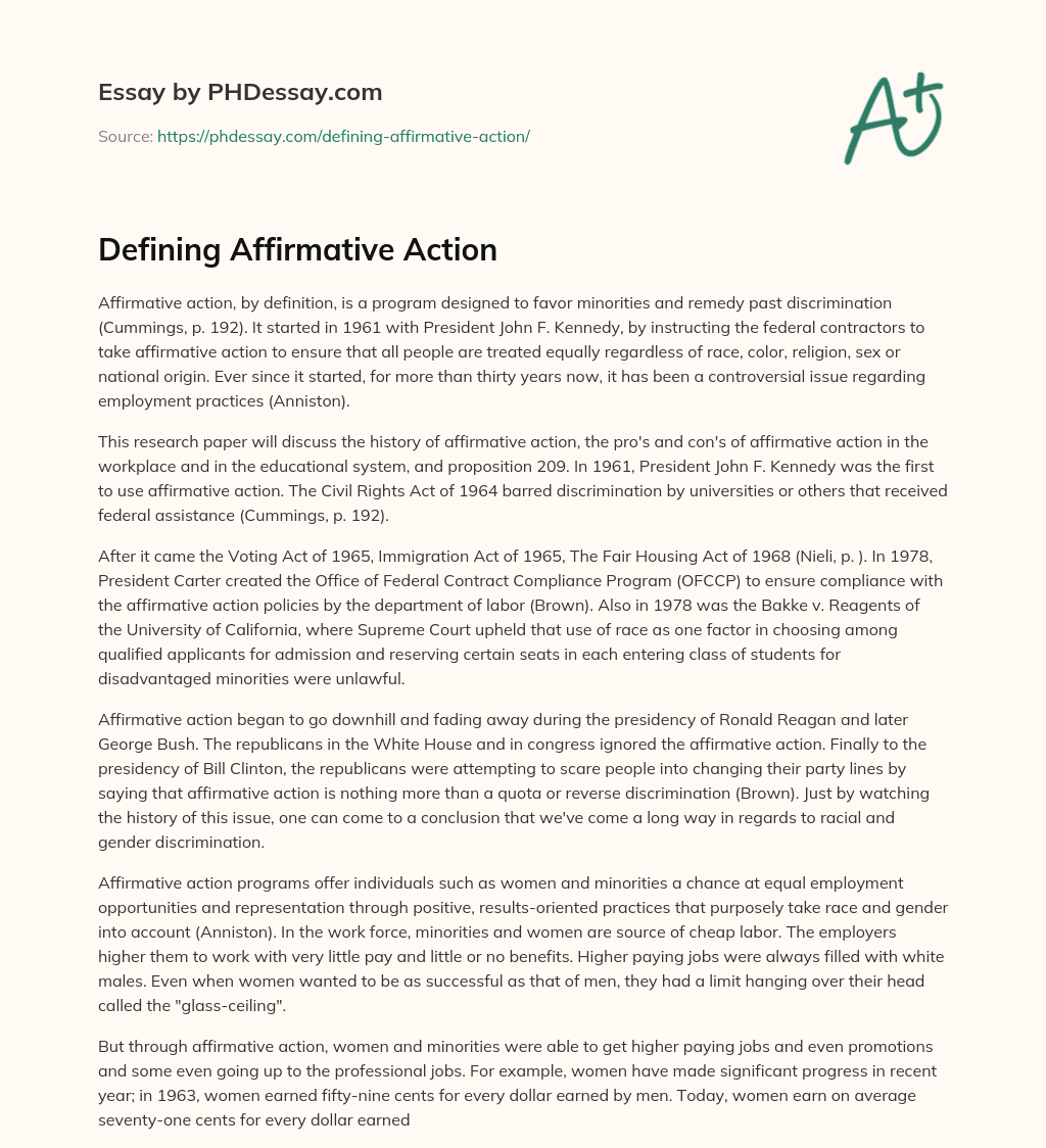 thesis on affirmative action