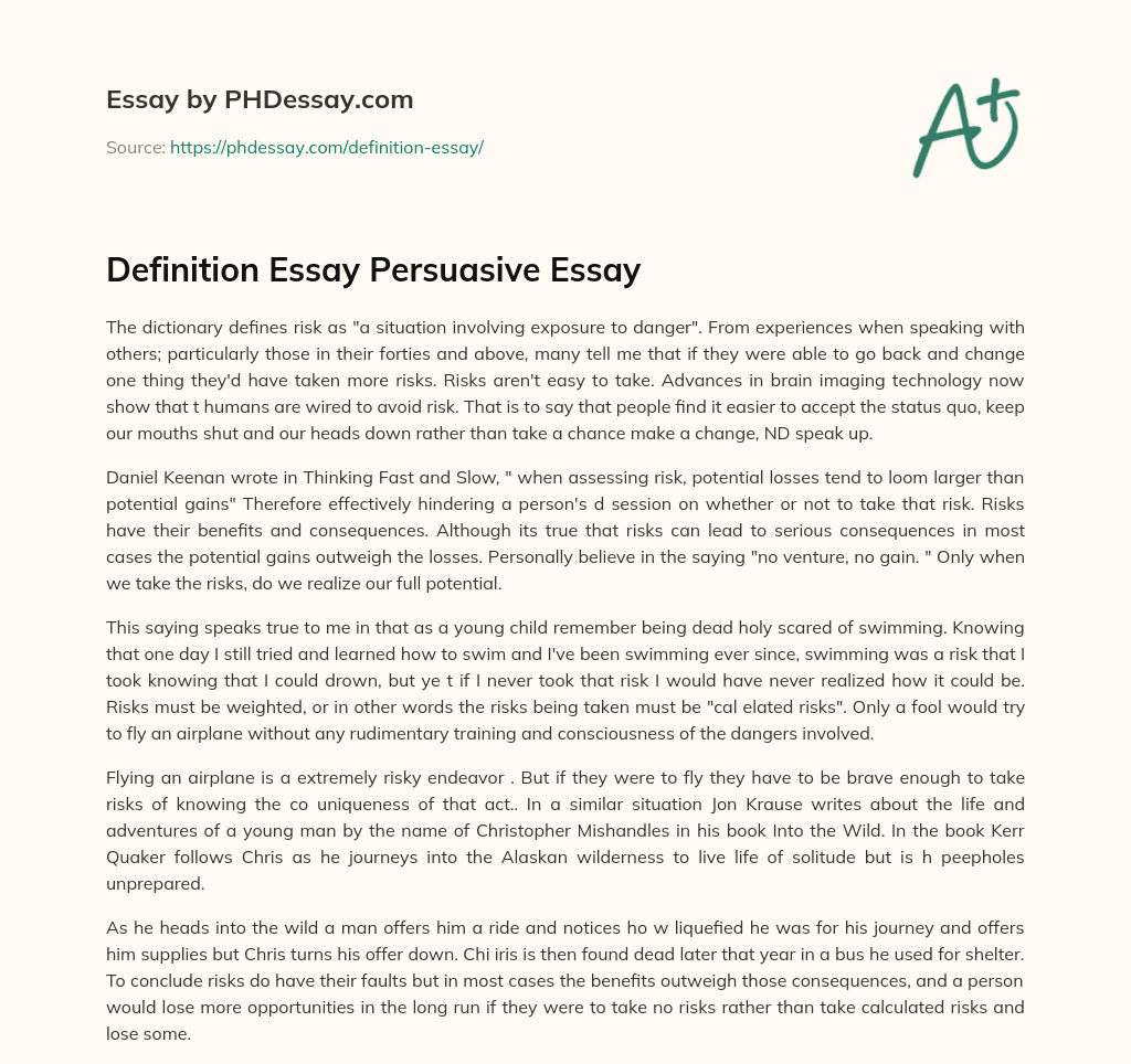 Definition Essay Persuasive Essay essay