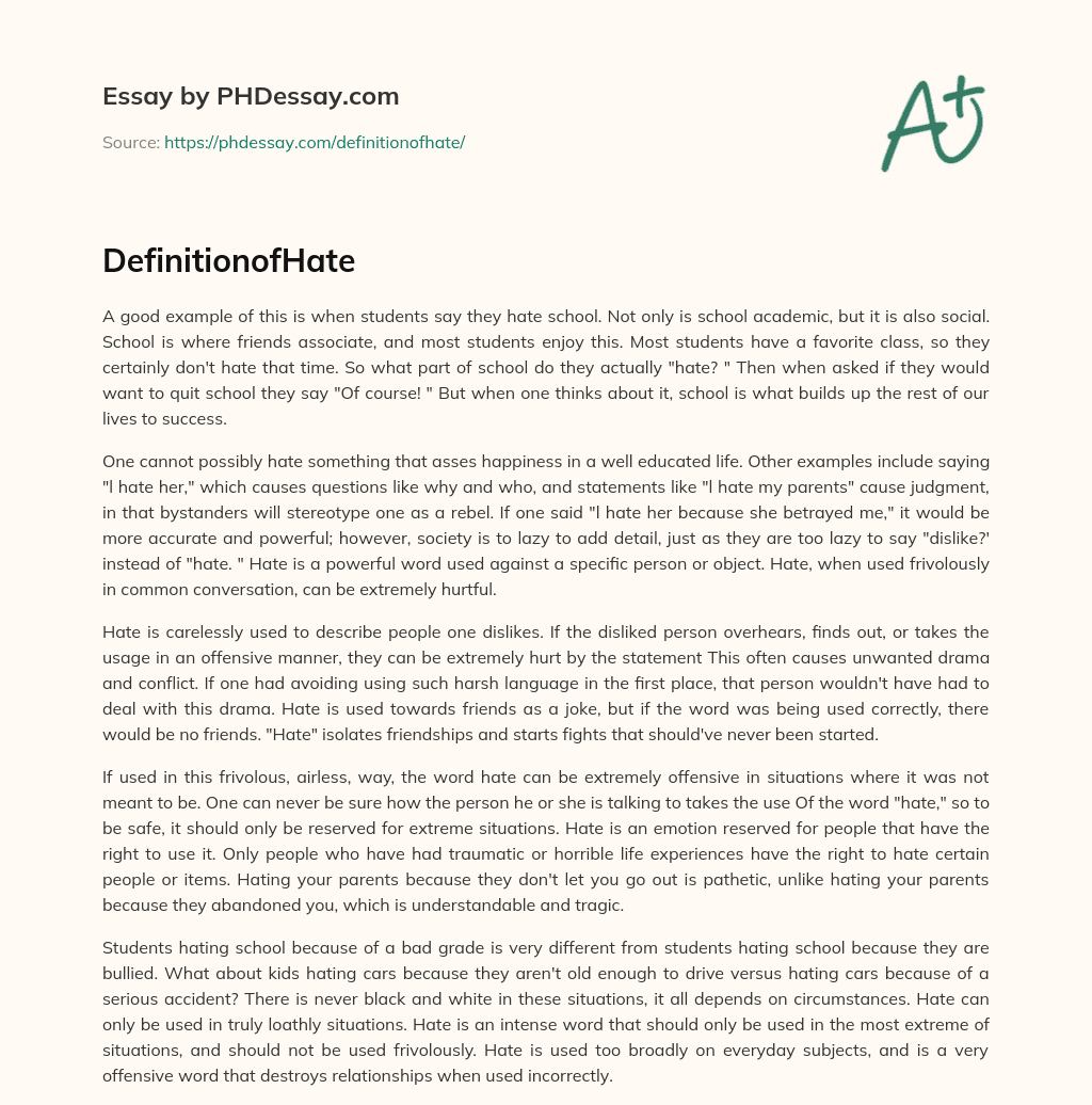 DefinitionofHate essay