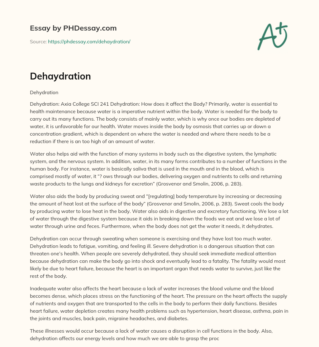 Dehaydration essay