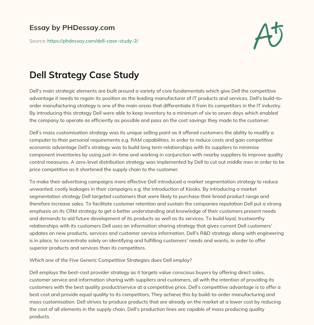 Dell Strategy Case Study essay