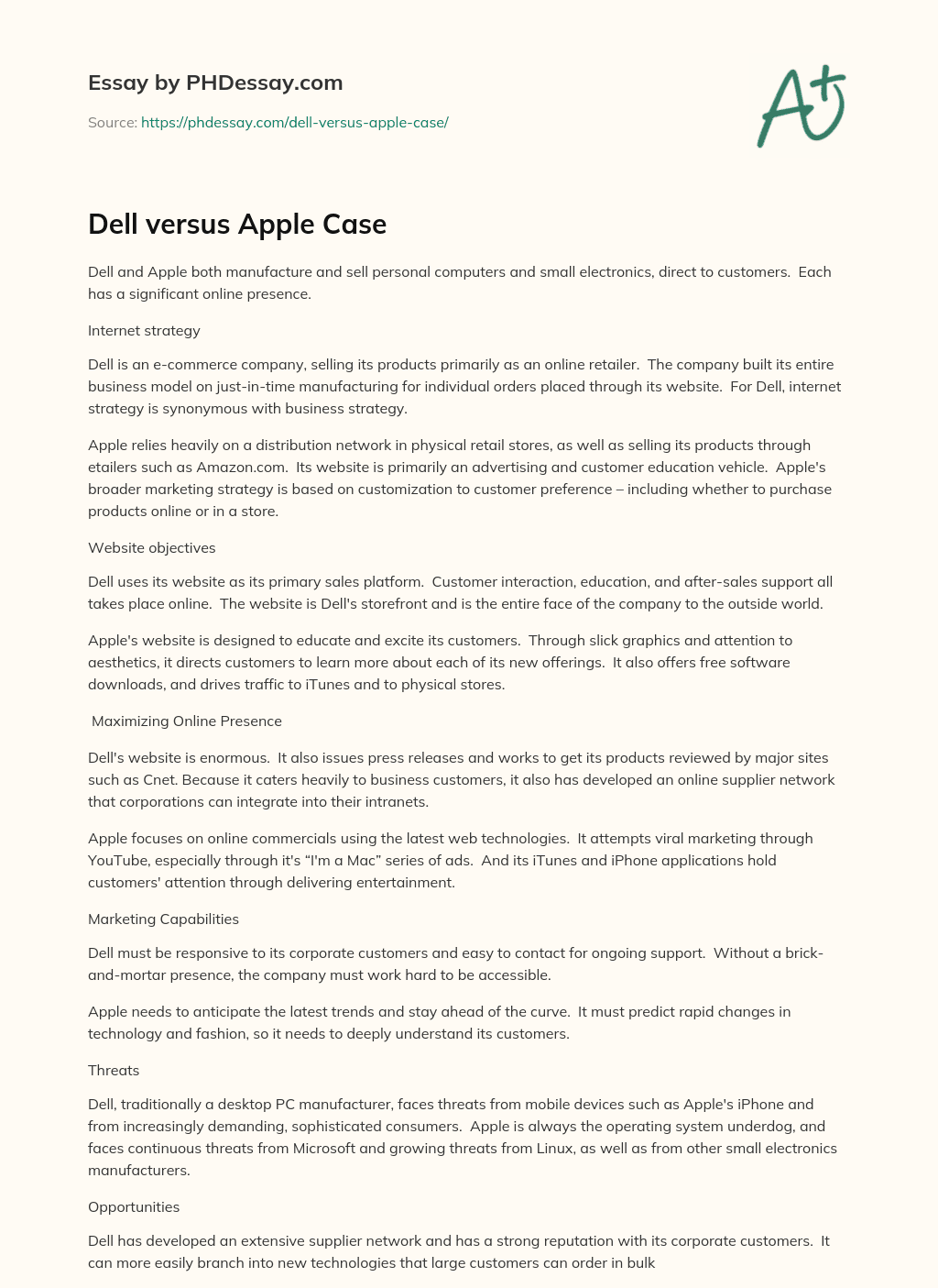 Dell versus Apple Case essay
