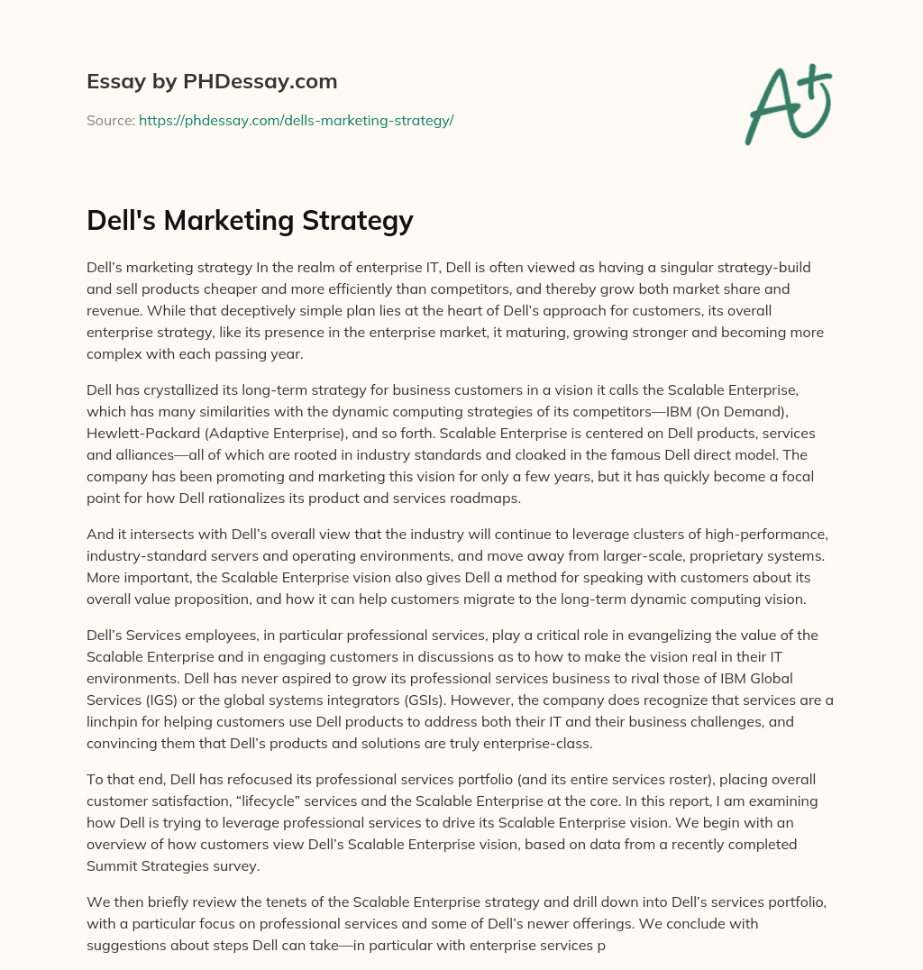 Dell’s Marketing Strategy essay