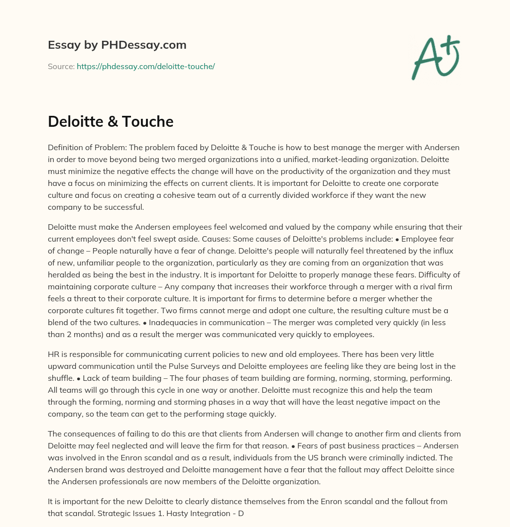 Deloitte & Touche essay