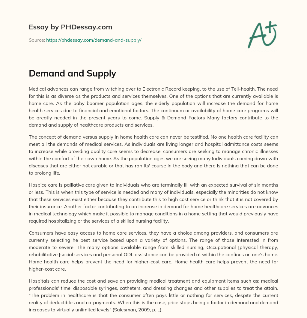 analytical essay about demand and supply