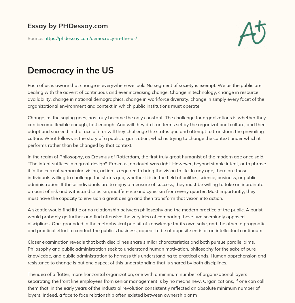 Democracy in the US essay