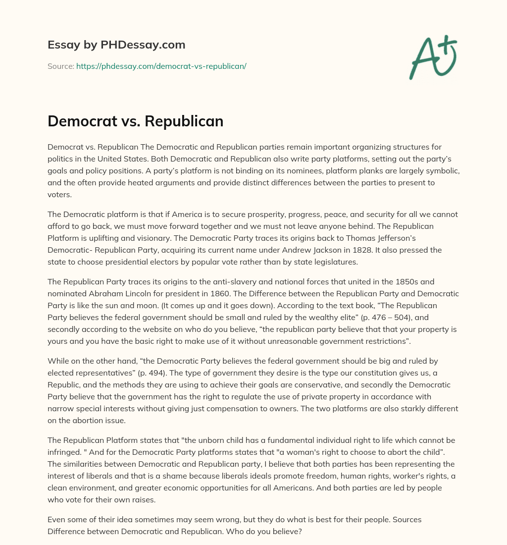 Democrat vs. Republican essay