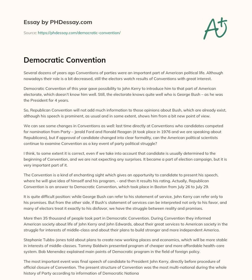 Democratic Convention essay