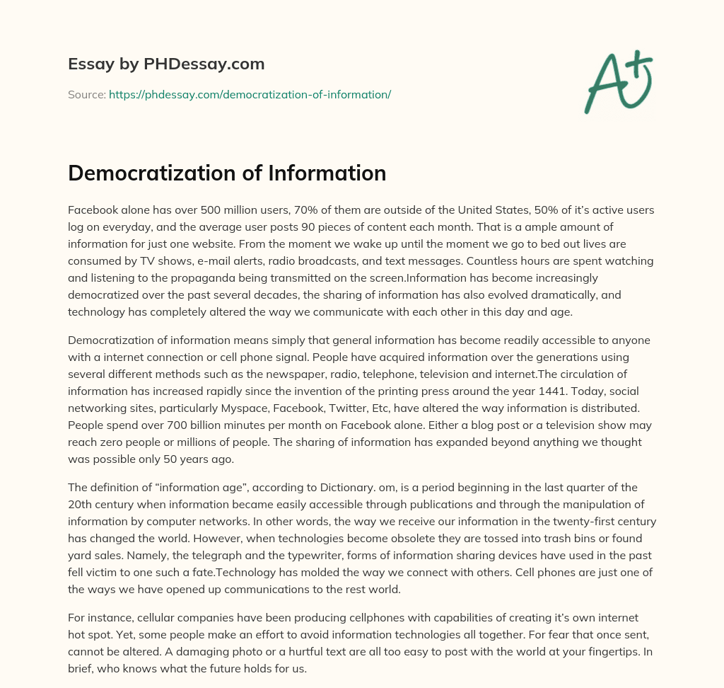 Democratization of Information essay