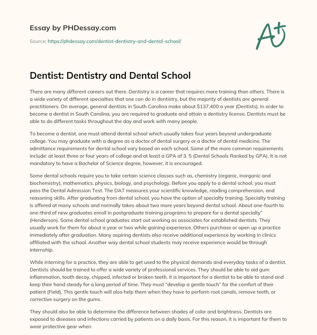 dental school essay examples
