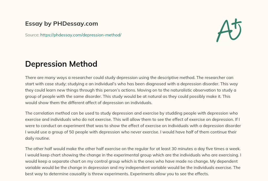 Depression Method essay