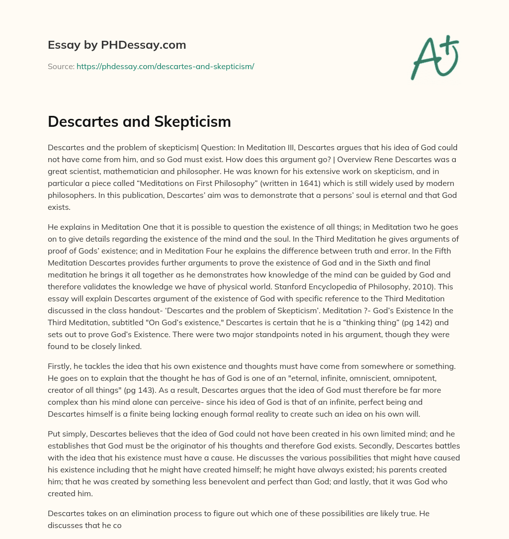 Descartes and Skepticism essay