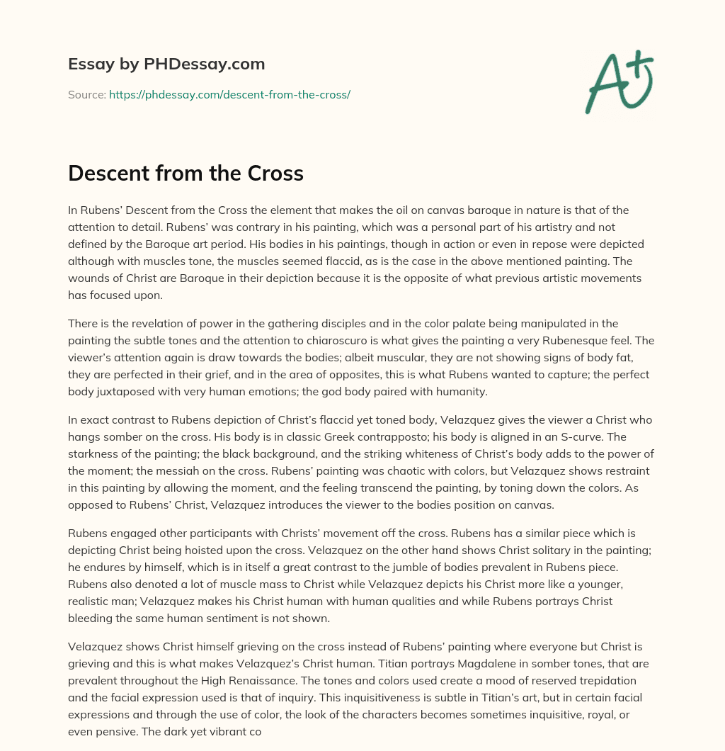 Descent from the Cross essay