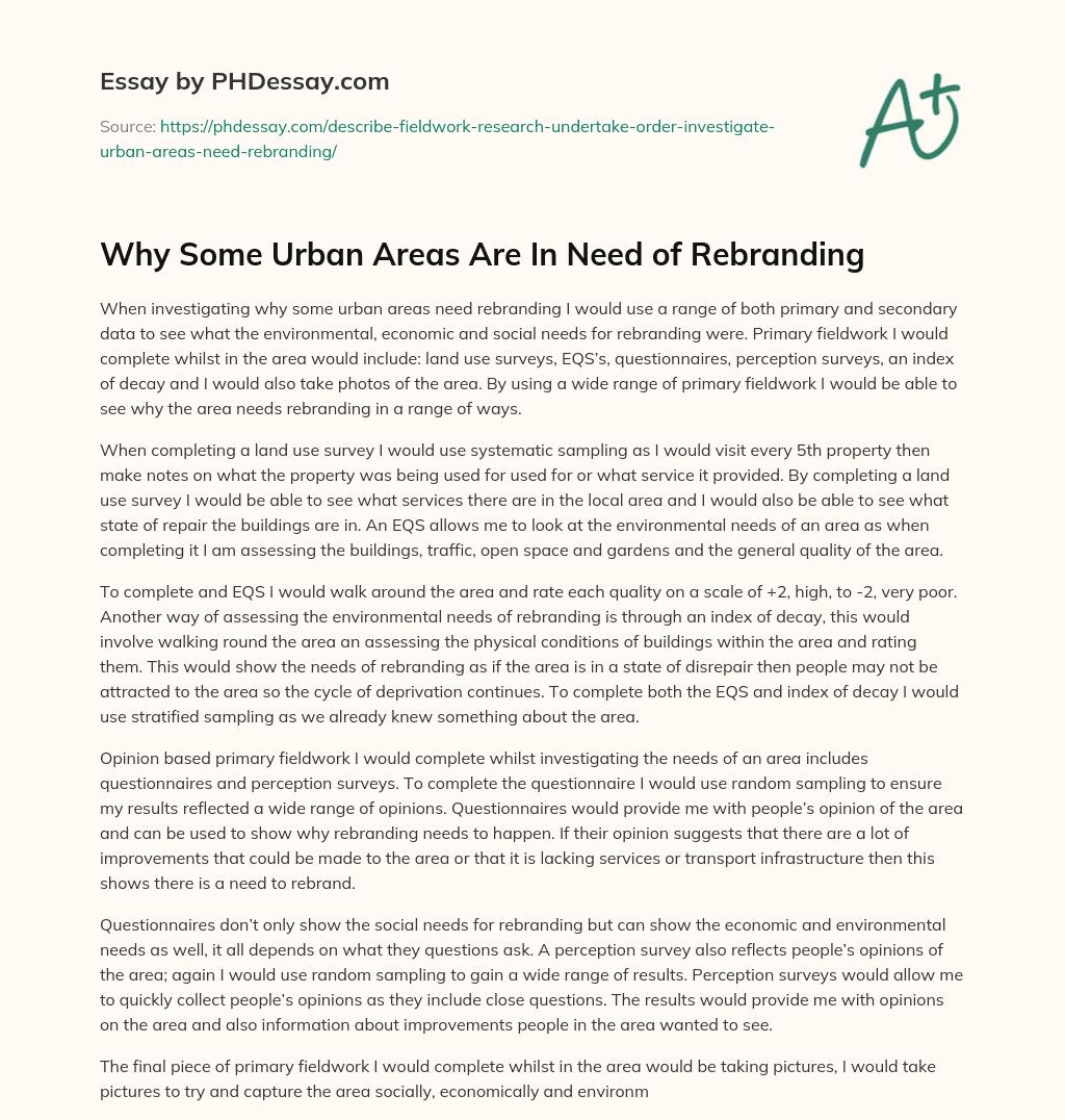 Why Some Urban Areas Are In Need of Rebranding essay