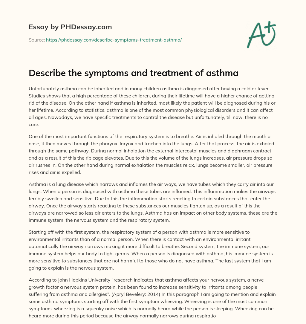 asthma treatment essay