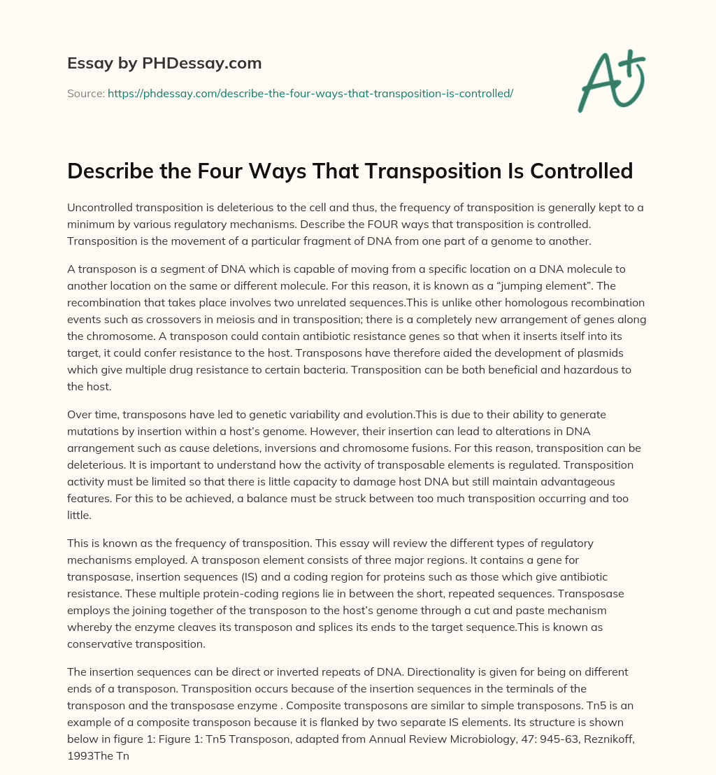 Describe the Four Ways That Transposition Is Controlled essay