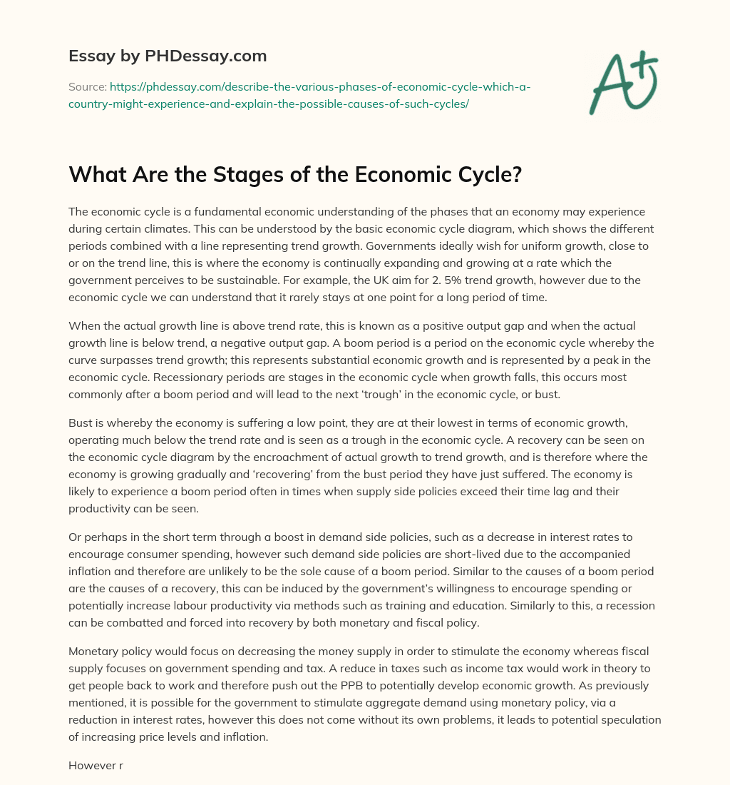What Are the Stages of the Economic Cycle? essay