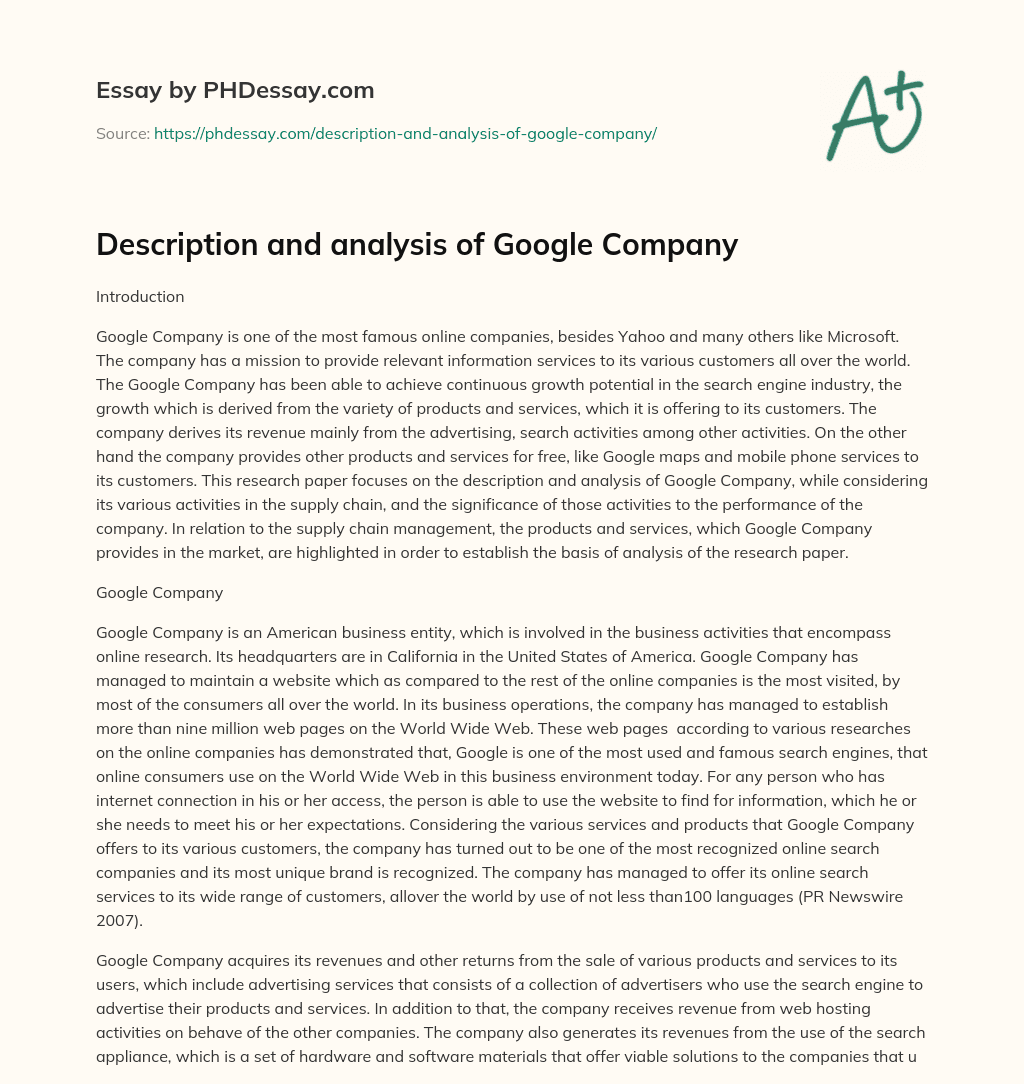 essay on google company
