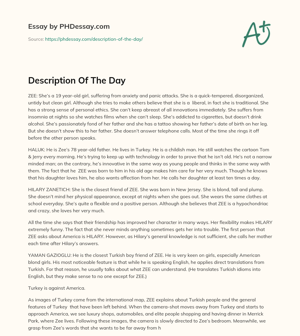 Description Of The Day essay