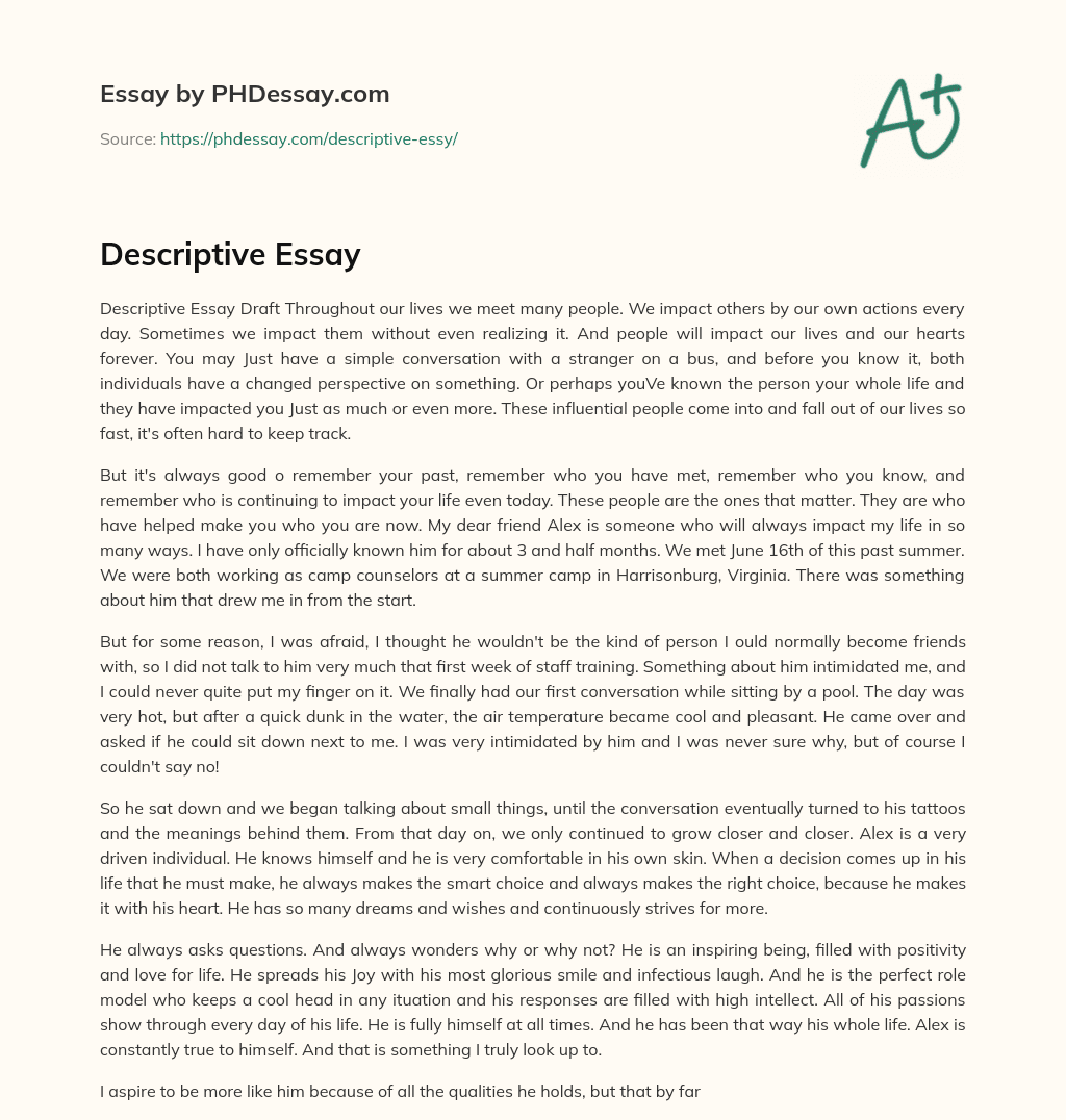 The Impact of People in Our Lives essay