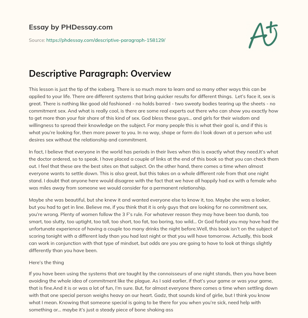Descriptive Paragraph: Overview essay