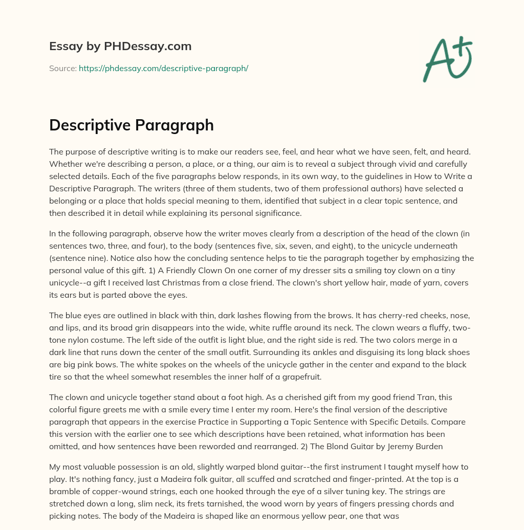 Descriptive Paragraph essay