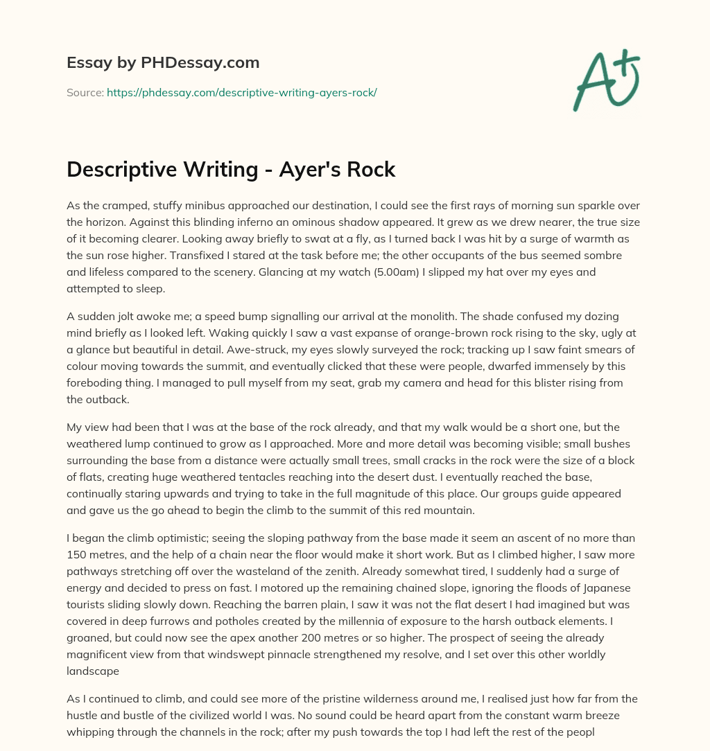 Descriptive Writing – Ayer’s Rock essay