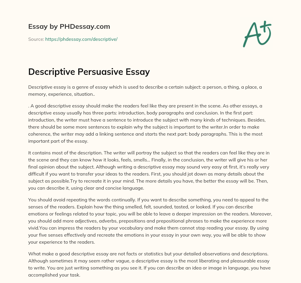 Descriptive Persuasive Essay essay
