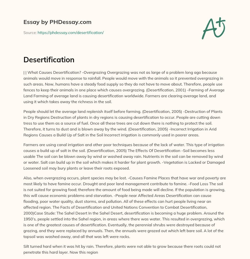 Desertification essay