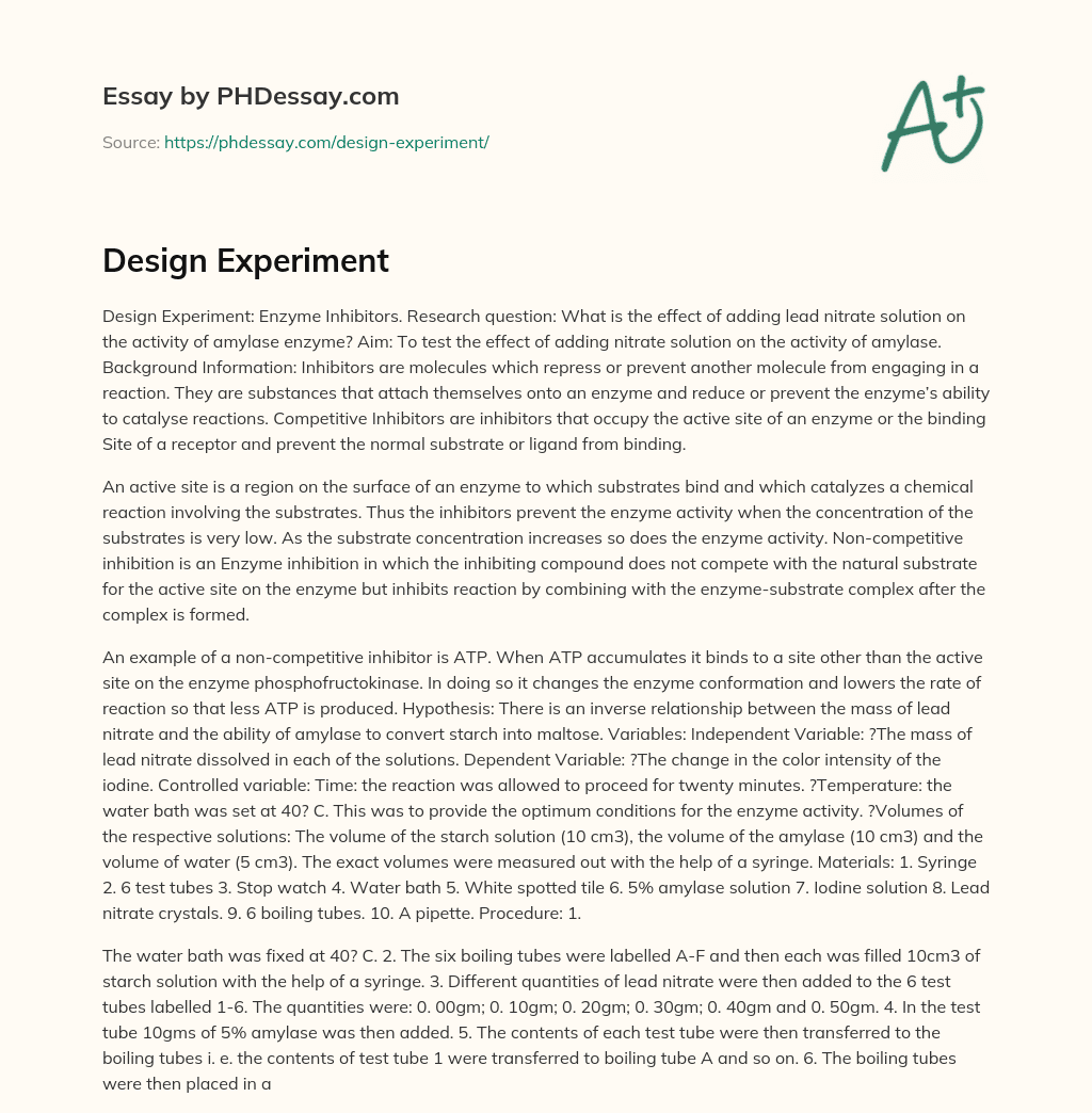 Design Experiment essay