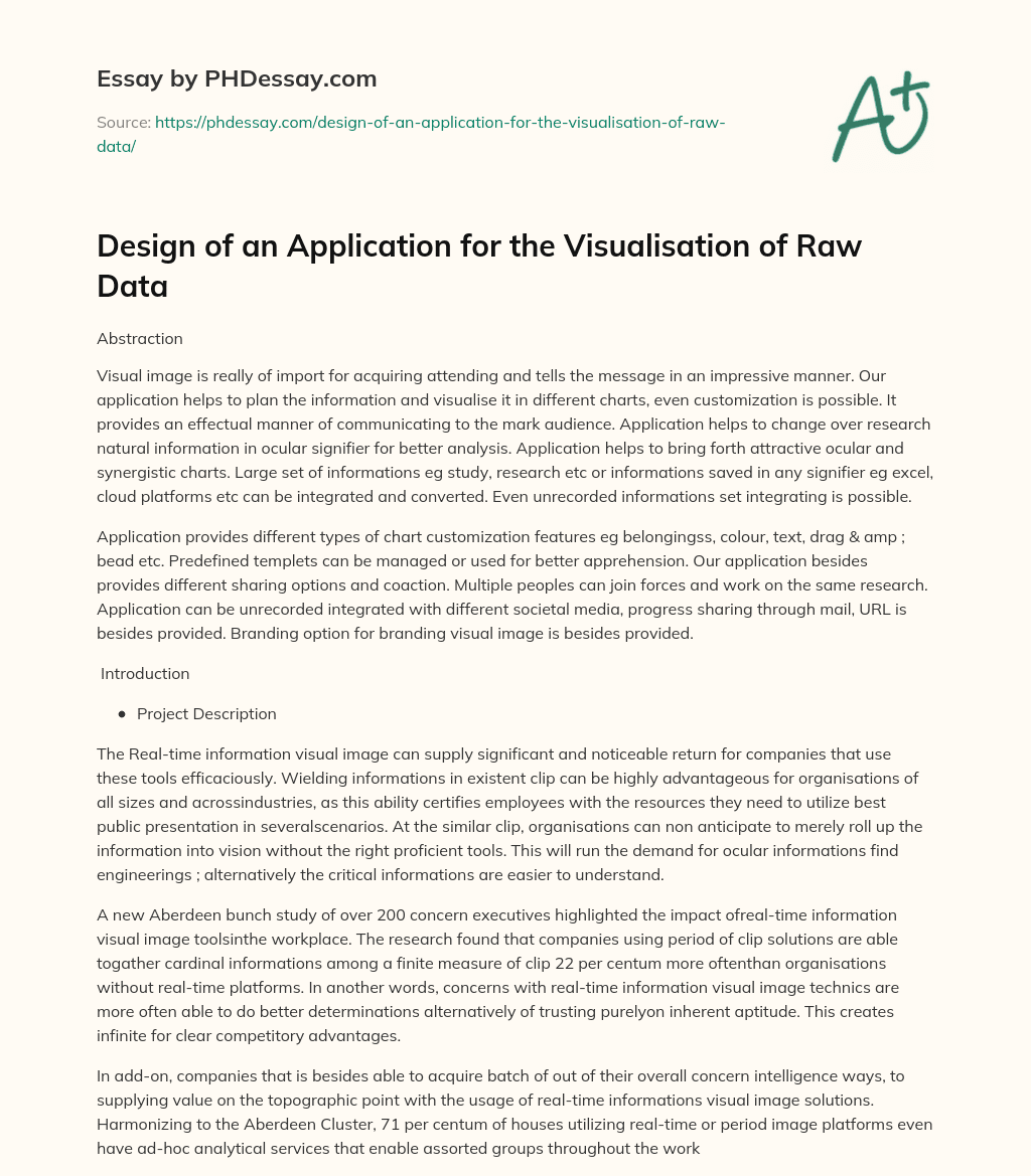 Design of an Application for the Visualisation of Raw Data essay