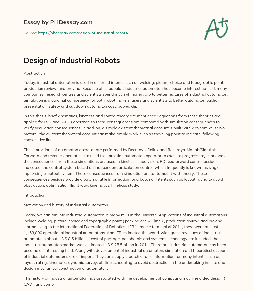 Design of Industrial Robots essay