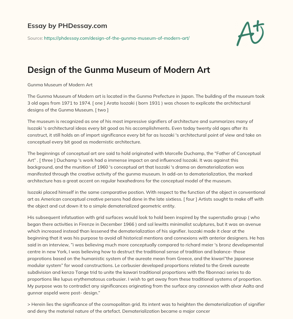 Design of the Gunma Museum of Modern Art essay