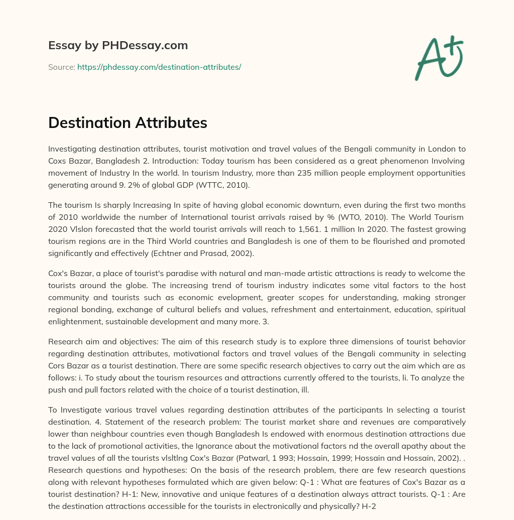 Destination Attributes essay