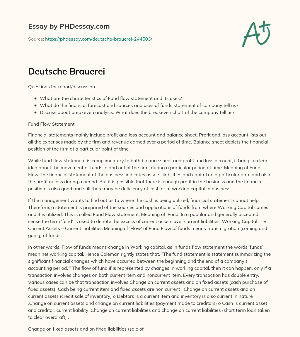 Deutsche Brauerei essay