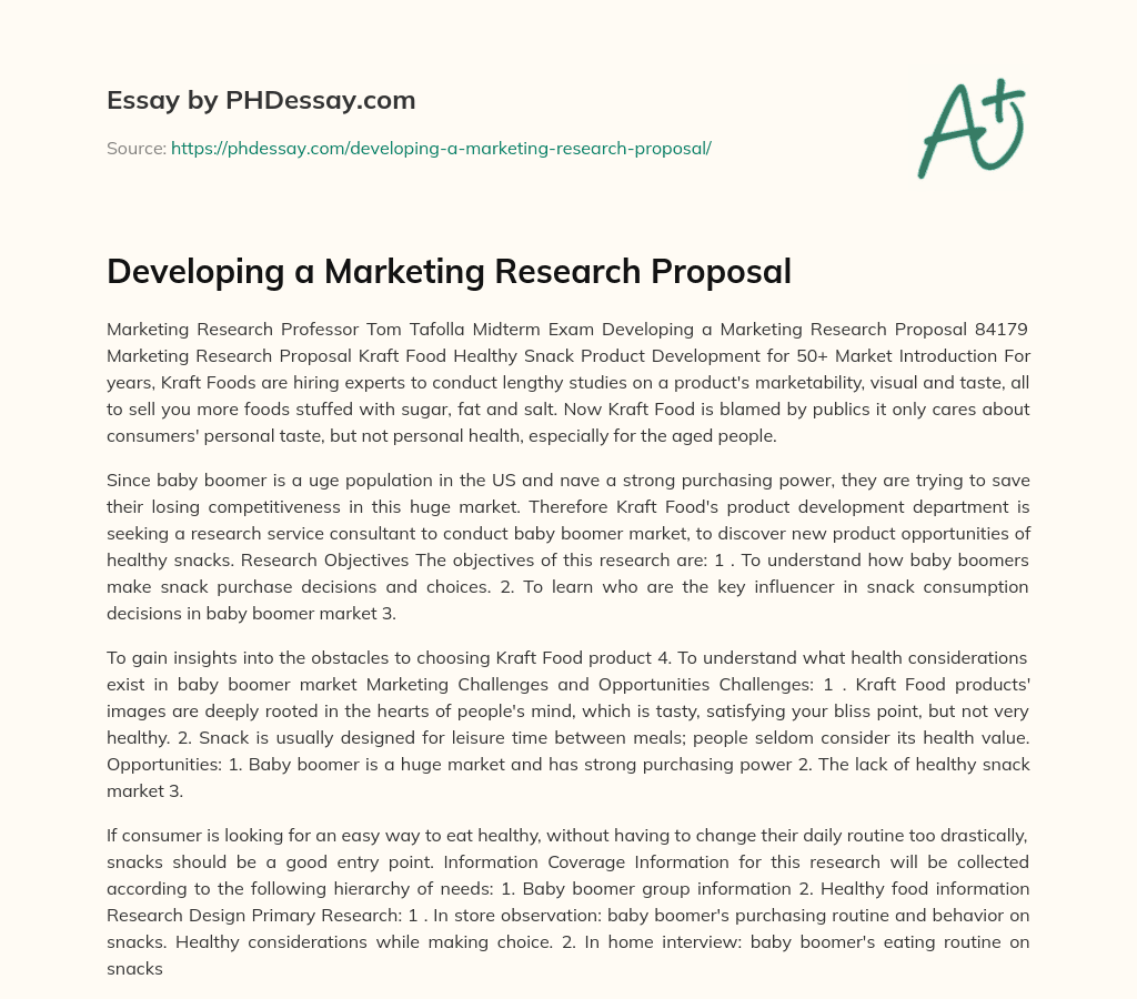 Developing a Marketing Research Proposal essay