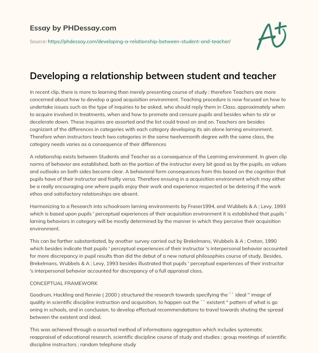 improving student teacher relationship essay