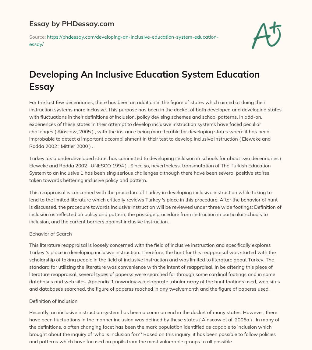 inclusive education essay introduction