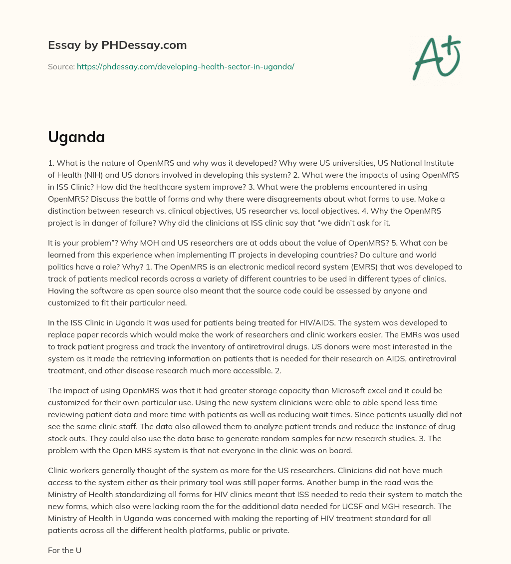 Uganda essay