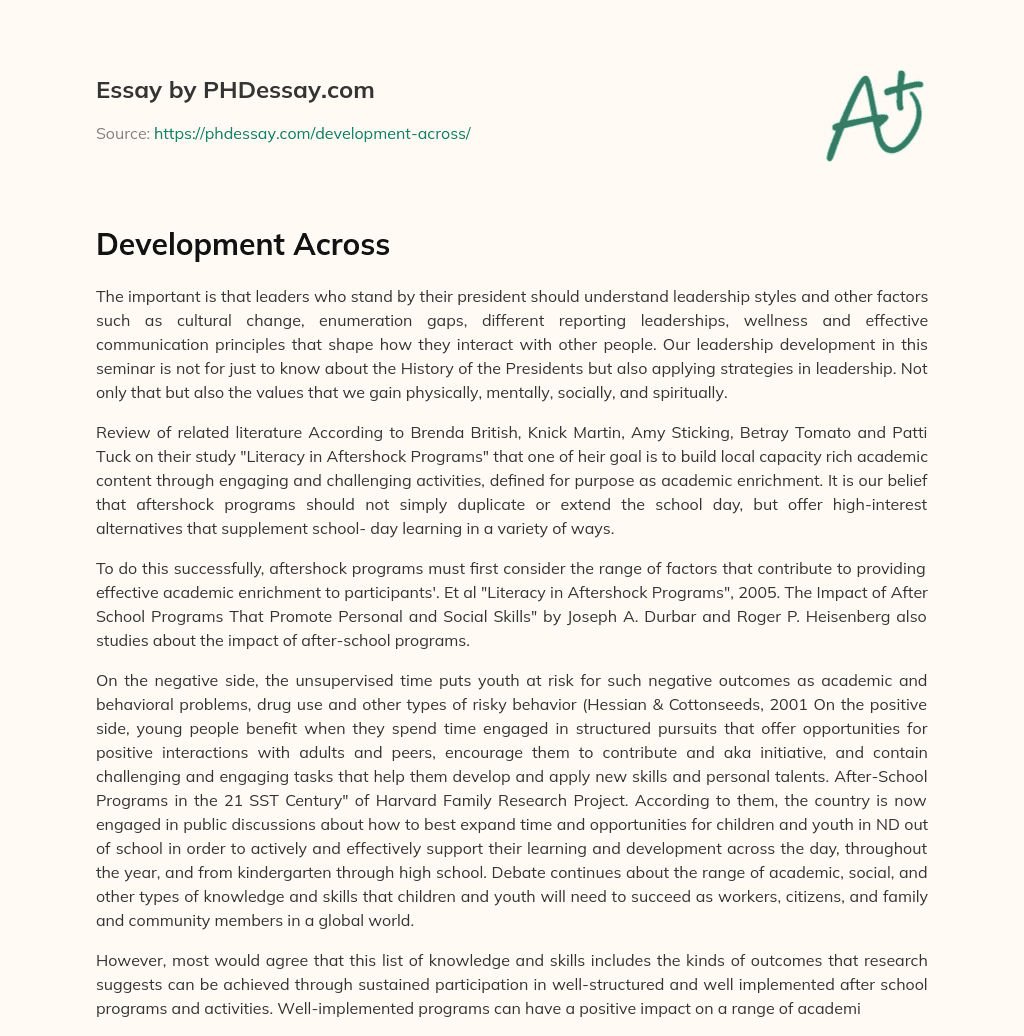 Development Across essay