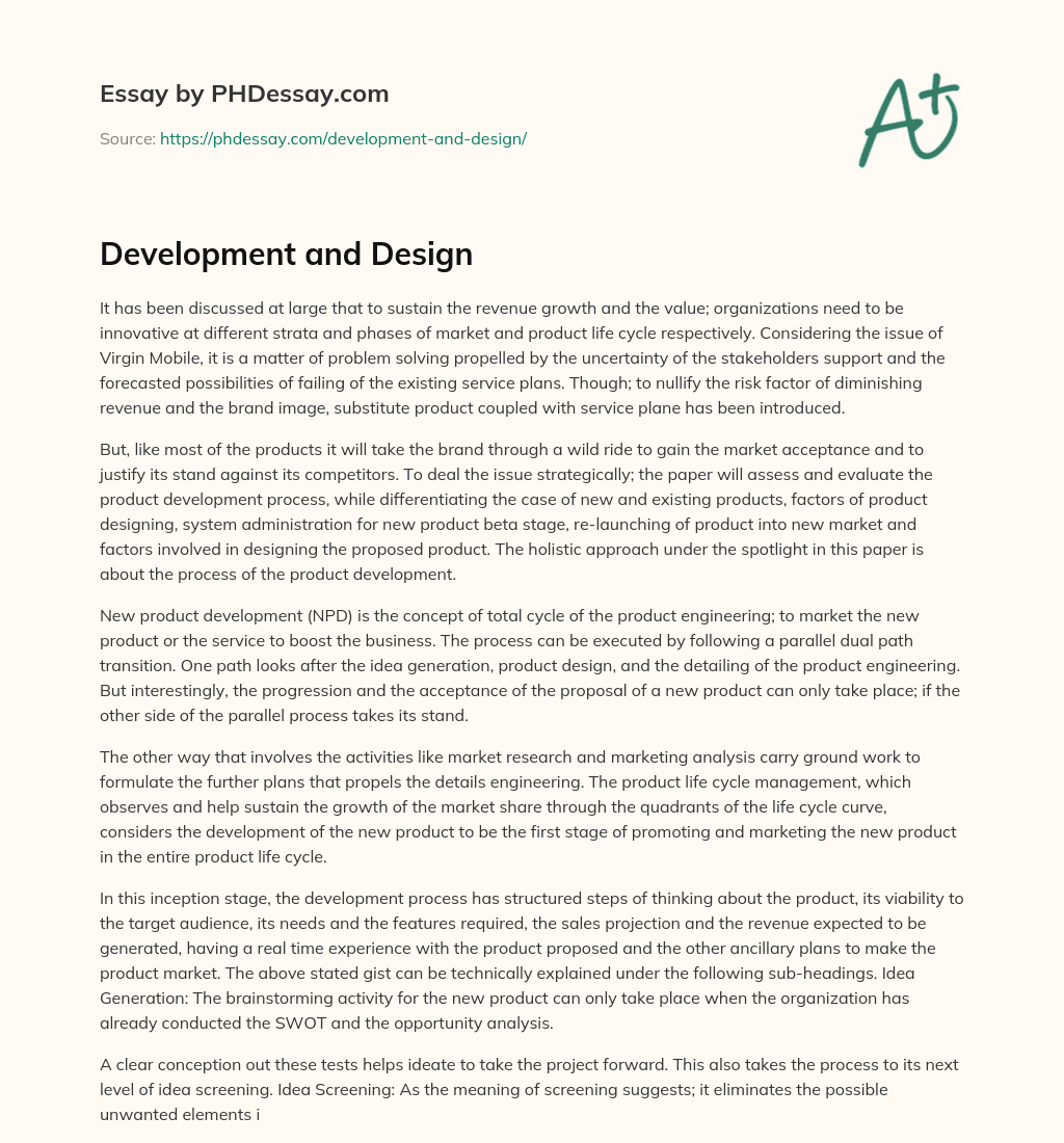 Development and Design essay