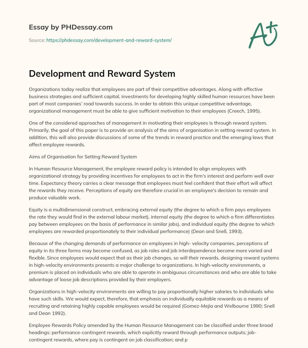 Development and Reward System essay