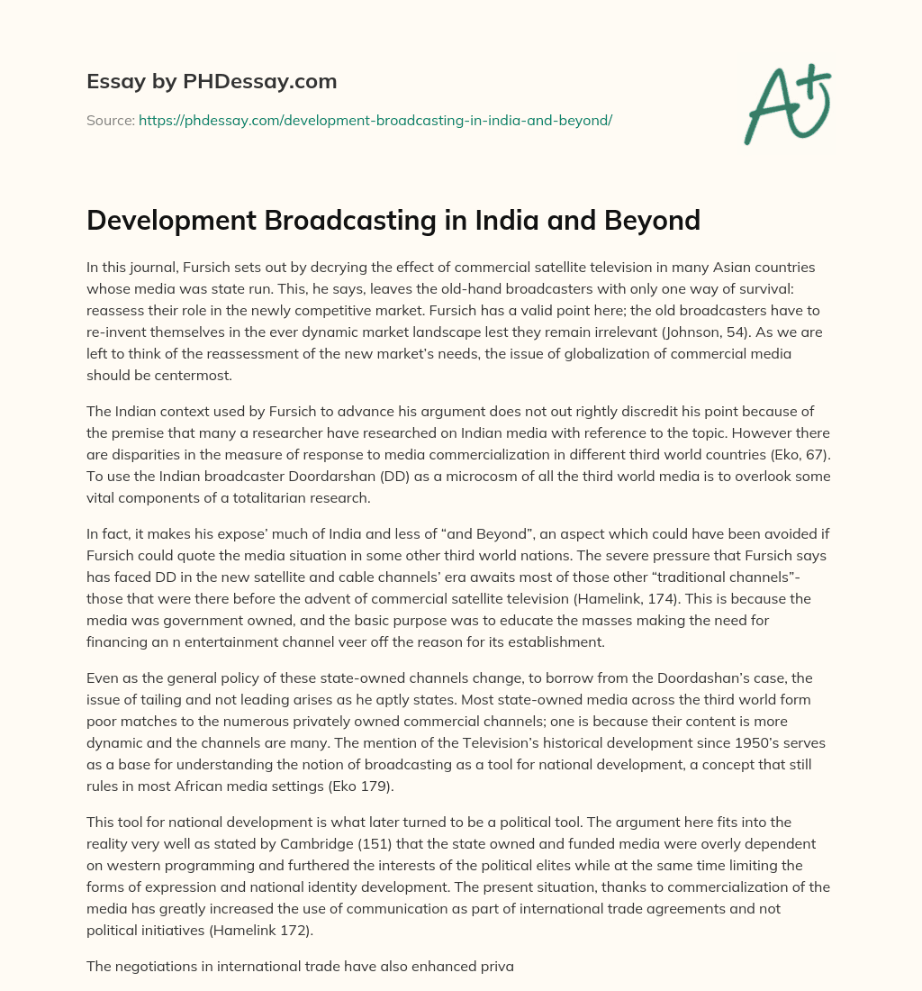 Development Broadcasting in India and Beyond essay