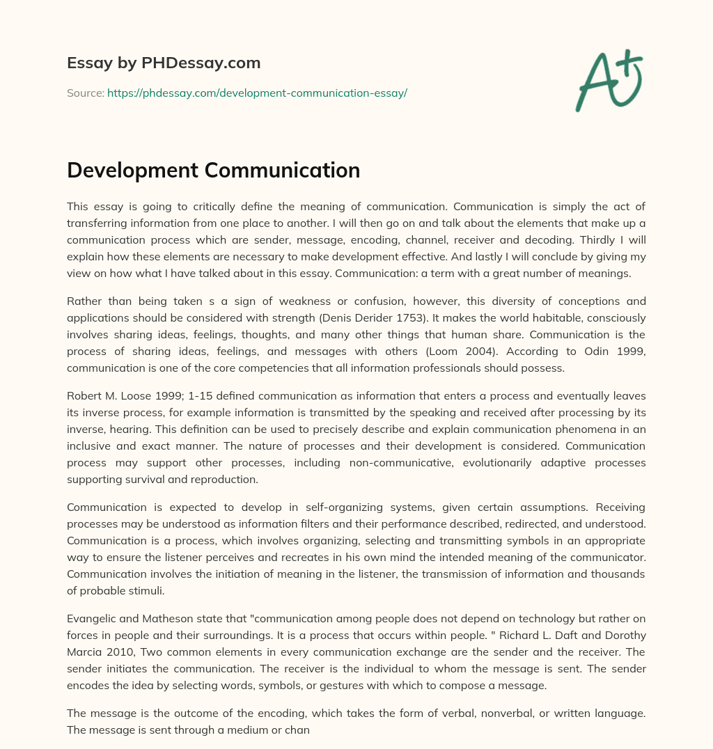 Development Communication essay