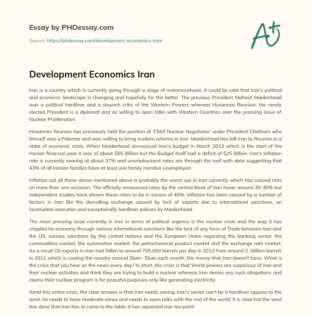 Development Economics Iran essay
