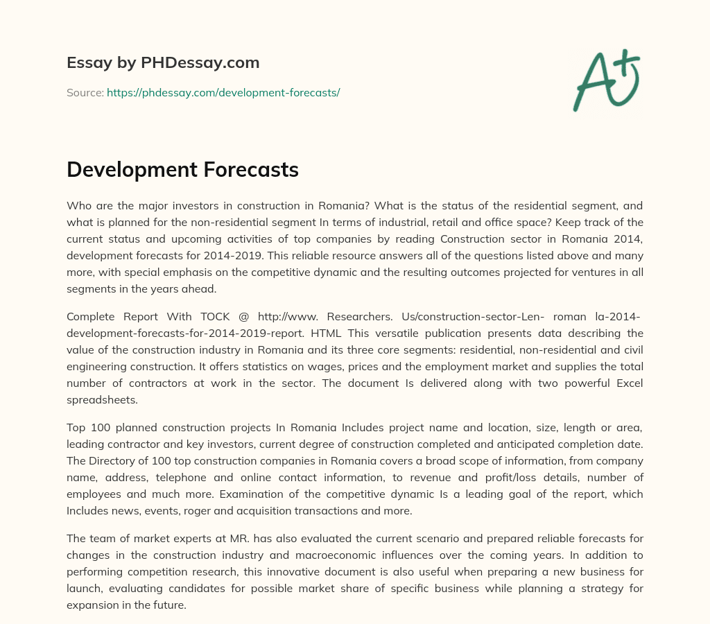 Development Forecasts essay