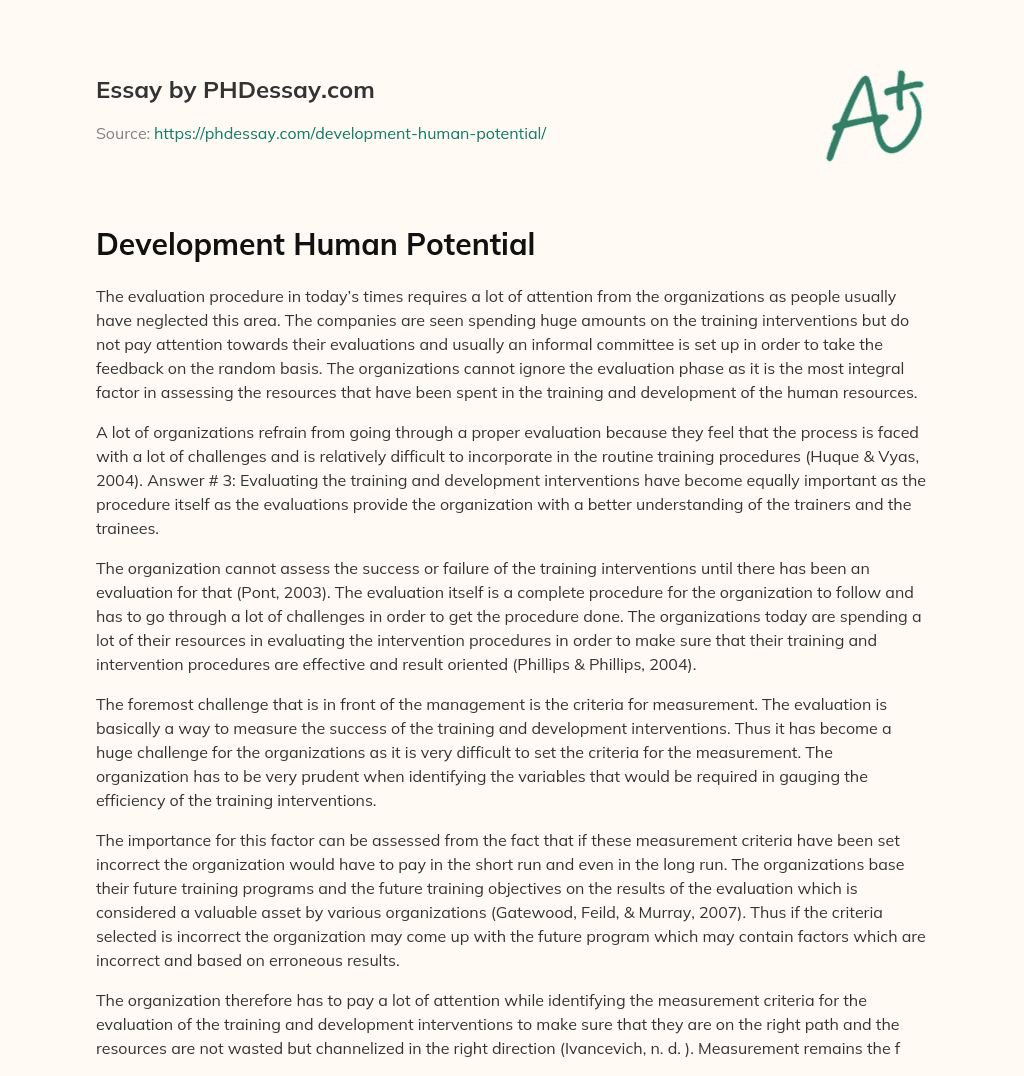 Development Human Potential essay