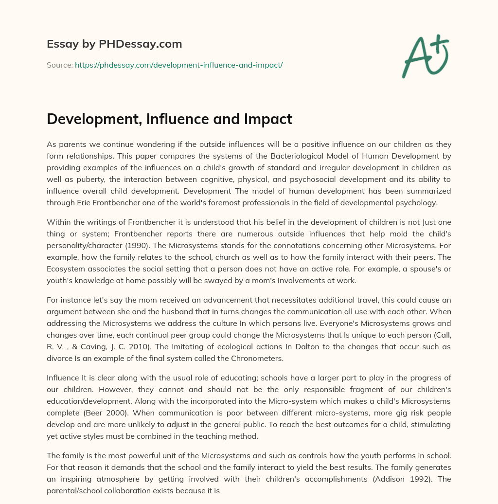 Development, Influence and Impact essay