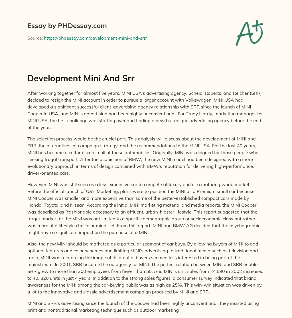 Development Mini And Srr essay