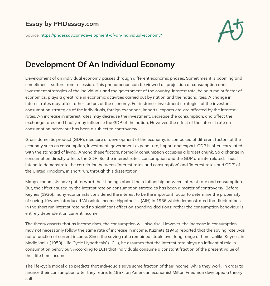 Development Of An Individual Economy essay